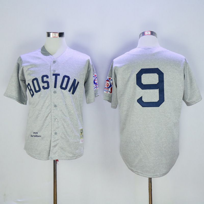 Men Boston Red Sox #9 Williams Grey Throwback MLB Jerseys->boston red sox->MLB Jersey